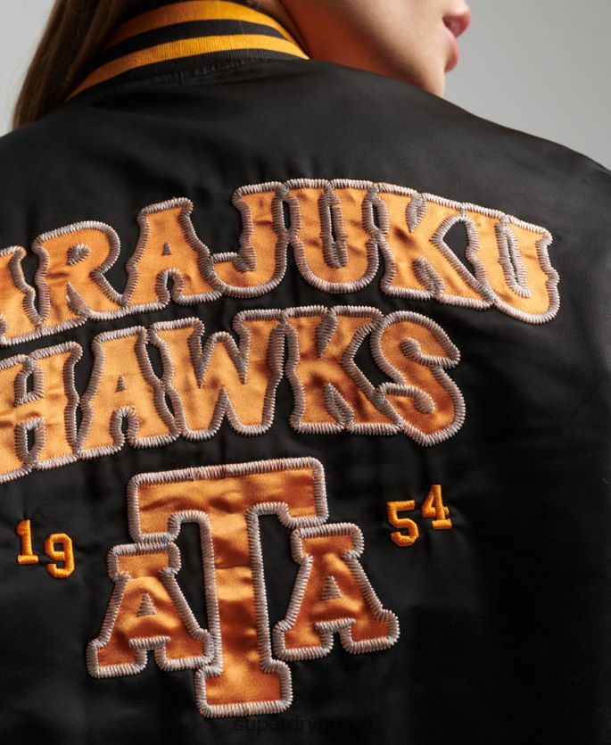 Superdry svart klær 86P46D5492 vintage varsity bomberjakke kvinner