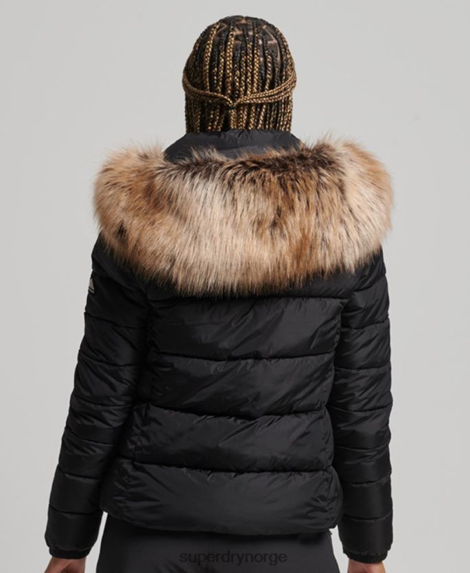 Superdry svart klær 86P46D5504 fjellhette fuji luxe jakke kvinner