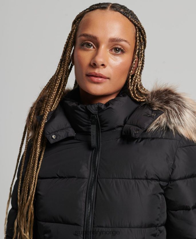 Superdry svart klær 86P46D5504 fjellhette fuji luxe jakke kvinner