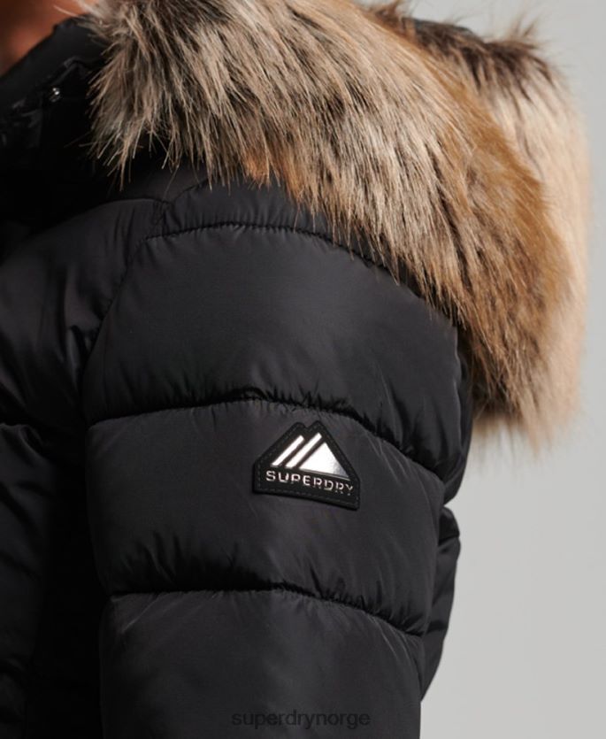 Superdry svart klær 86P46D5504 fjellhette fuji luxe jakke kvinner