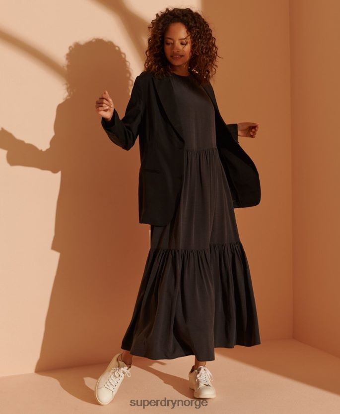 Superdry svart klær 86P46D5530 Tencel blazer i begrenset opplag kvinner