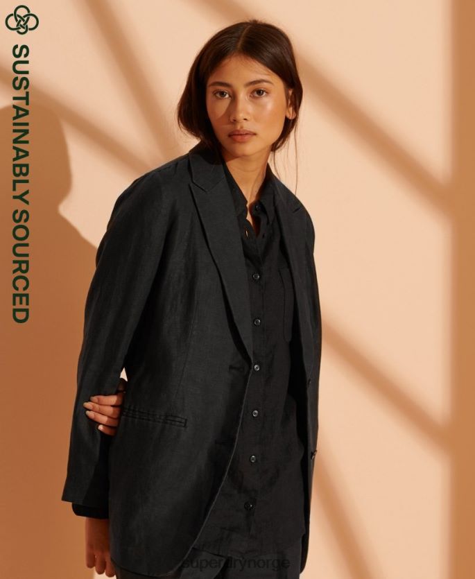 Superdry svart klær 86P46D5541 hamp blazer i begrenset opplag kvinner