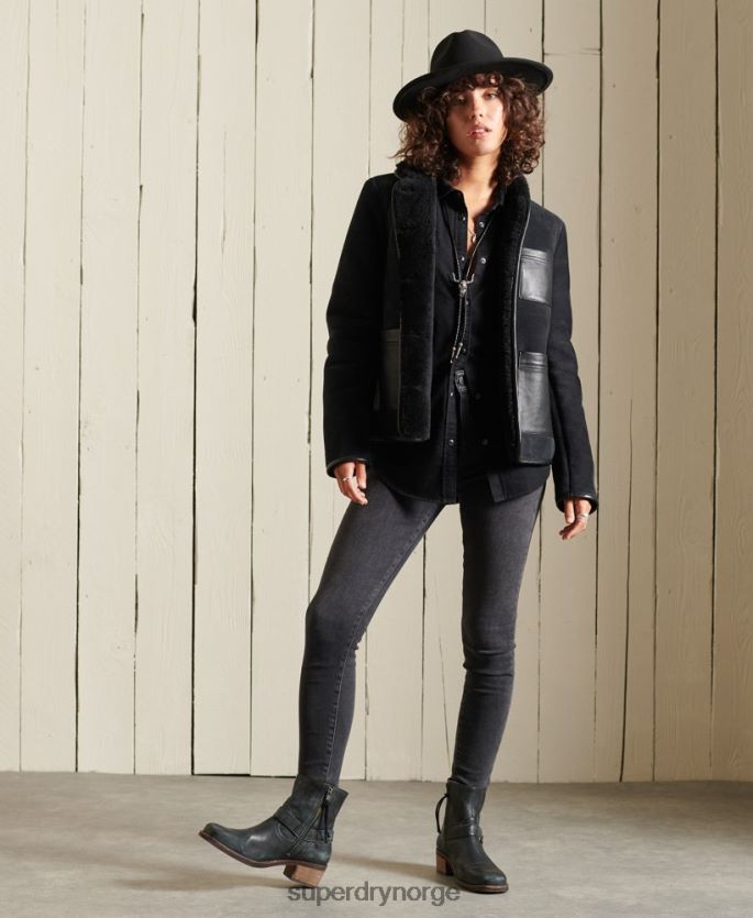 Superdry svart klær 86P46D5546 shearling chore jakke kvinner