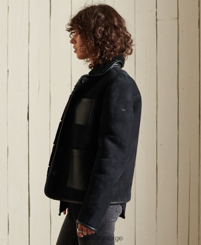 Superdry svart klær 86P46D5546 shearling chore jakke kvinner