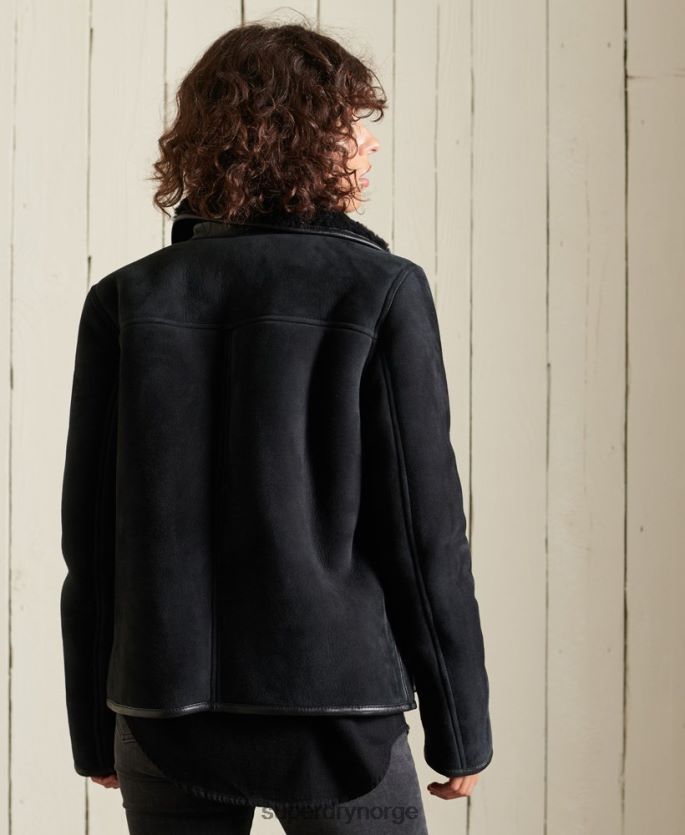 Superdry svart klær 86P46D5546 shearling chore jakke kvinner