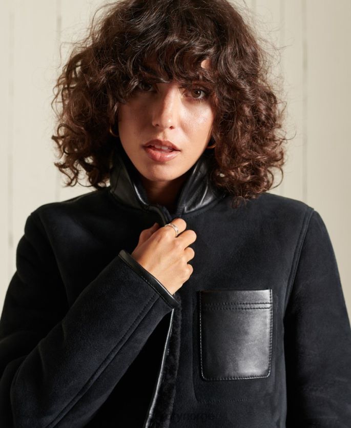 Superdry svart klær 86P46D5546 shearling chore jakke kvinner