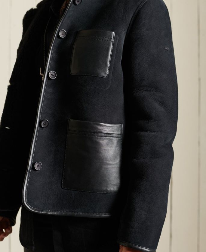 Superdry svart klær 86P46D5546 shearling chore jakke kvinner