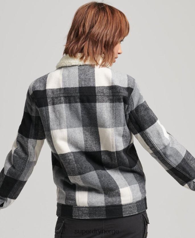 Superdry svart klær 86P46D5564 oversized ull sherpa trucker jakke kvinner