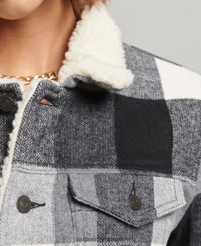 Superdry svart klær 86P46D5564 oversized ull sherpa trucker jakke kvinner