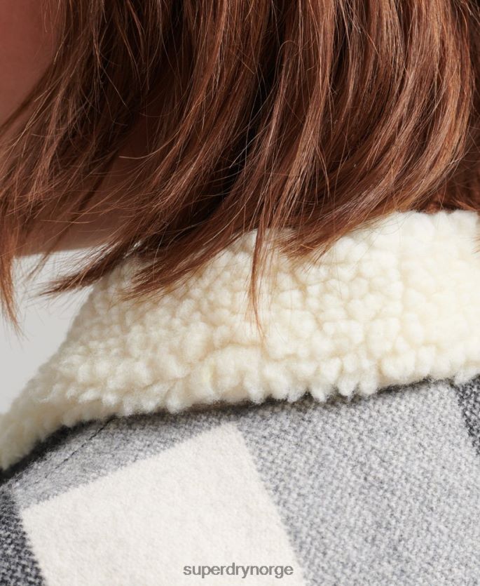 Superdry svart klær 86P46D5564 oversized ull sherpa trucker jakke kvinner