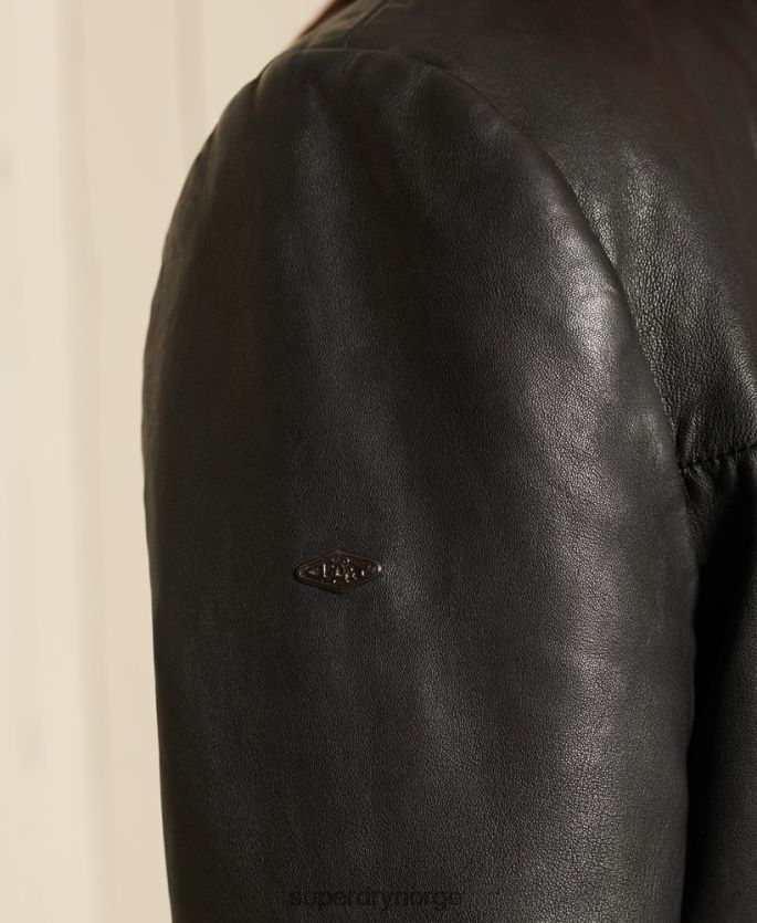 Superdry svart klær 86P46D5605 oversized moto biker-jakke i skinn kvinner
