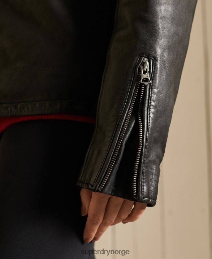 Superdry svart klær 86P46D5605 oversized moto biker-jakke i skinn kvinner