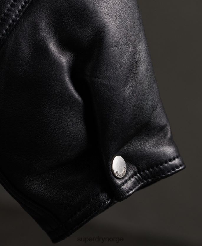 Superdry svart klær 86P46D5623 rediger bikerjakke i hybrid skinn kvinner