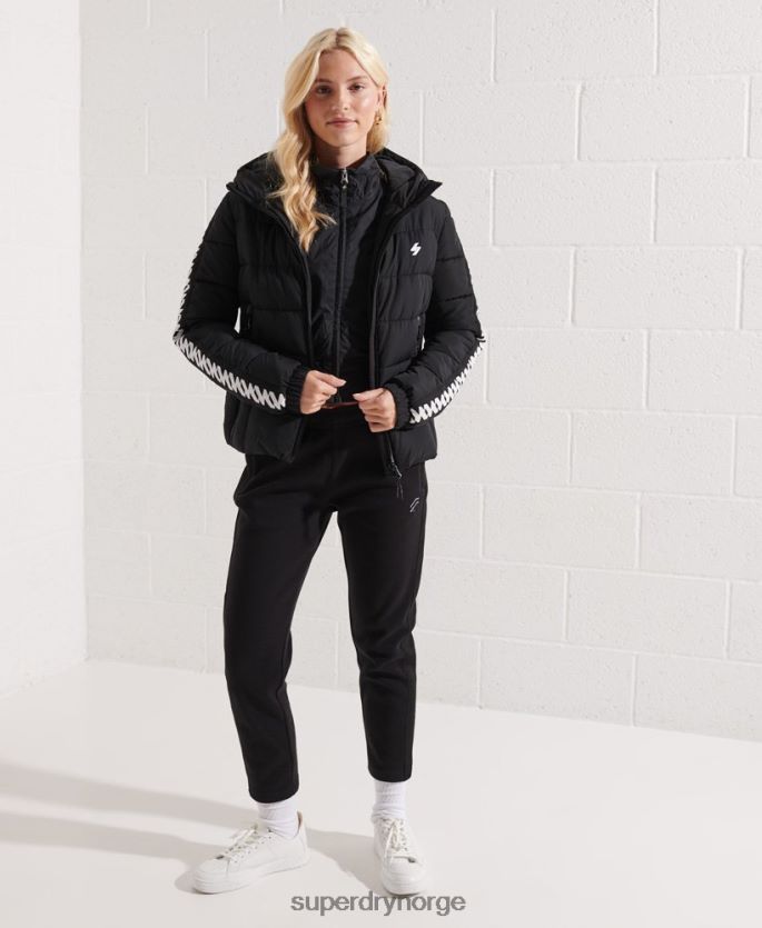 Superdry svart klær 86P46D5649 kode logo tape spirit puffer jakke kvinner