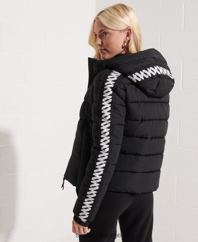 Superdry svart klær 86P46D5649 kode logo tape spirit puffer jakke kvinner