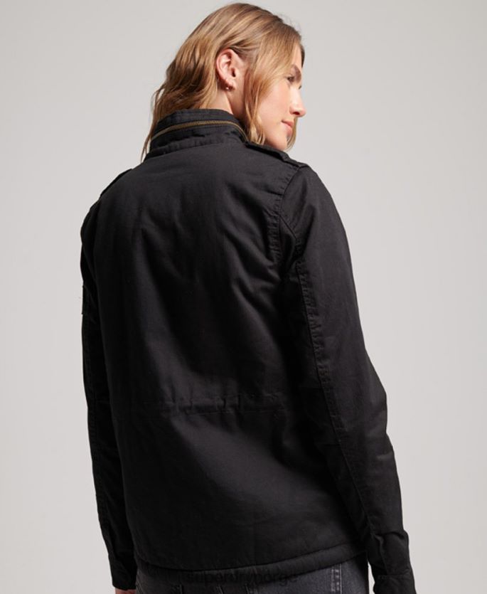 Superdry svart klær 86P46D5679 klassisk rookie borg jakke kvinner