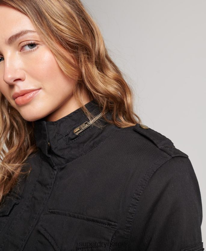 Superdry svart klær 86P46D5679 klassisk rookie borg jakke kvinner