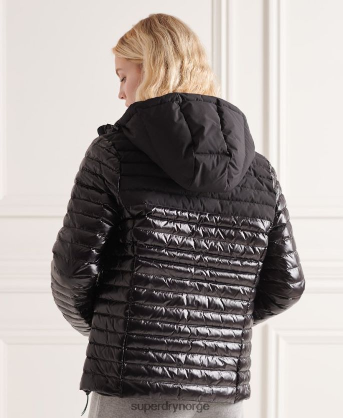 Superdry svart klær 86P46D5710 studios dunjakke med kontrastkjerne kvinner