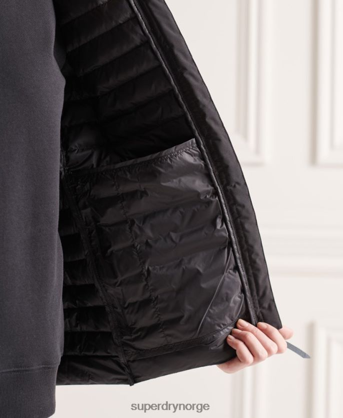 Superdry svart klær 86P46D5710 studios dunjakke med kontrastkjerne kvinner