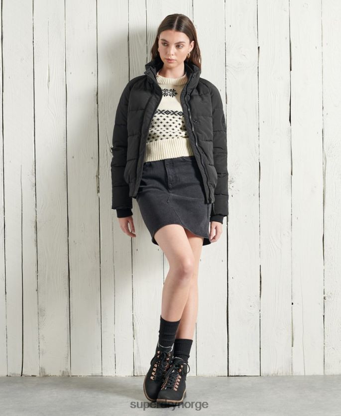 Superdry svart klær 86P46D5718 everest bomberjakke uten hette kvinner