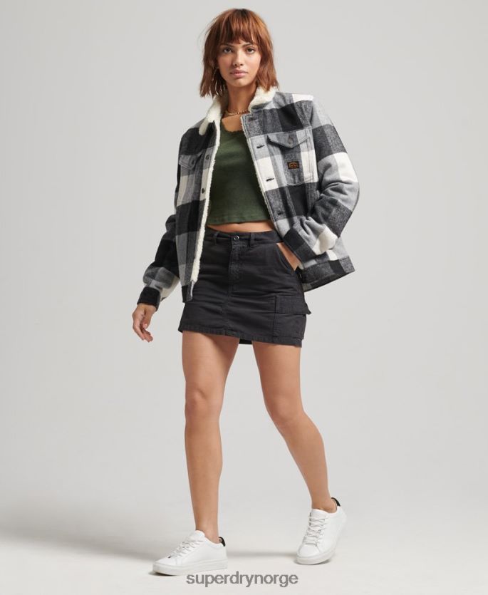 Superdry svart klær 86P46D5727 oversized ull sherpa trucker jakke kvinner