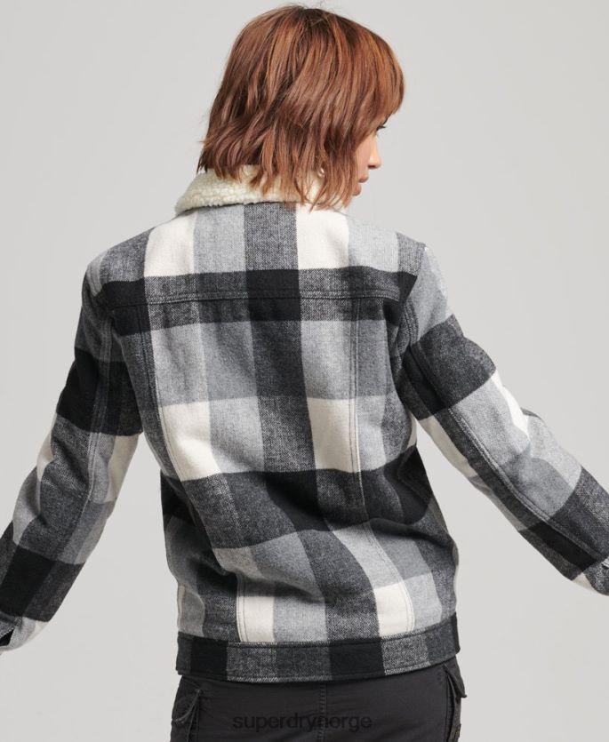 Superdry svart klær 86P46D5727 oversized ull sherpa trucker jakke kvinner