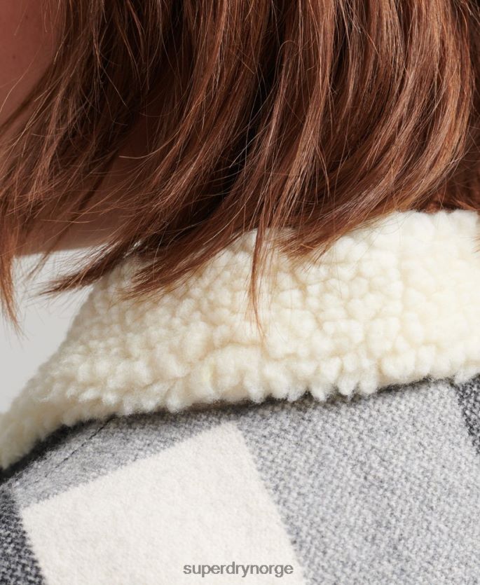 Superdry svart klær 86P46D5727 oversized ull sherpa trucker jakke kvinner