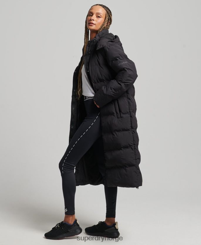 Superdry svart klær 86P46D6350 polstret jakke med langline kvinner