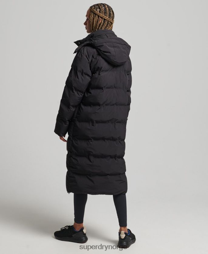 Superdry svart klær 86P46D6350 polstret jakke med langline kvinner