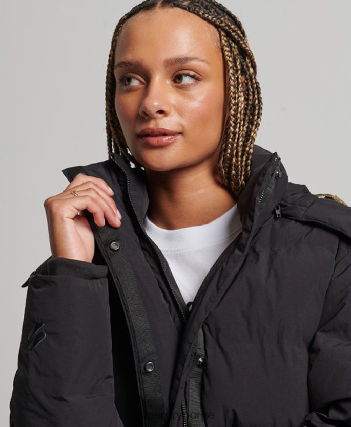 Superdry svart klær 86P46D6350 polstret jakke med langline kvinner
