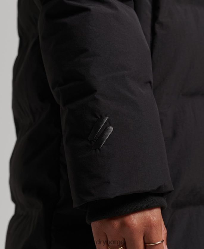 Superdry svart klær 86P46D6350 polstret jakke med langline kvinner