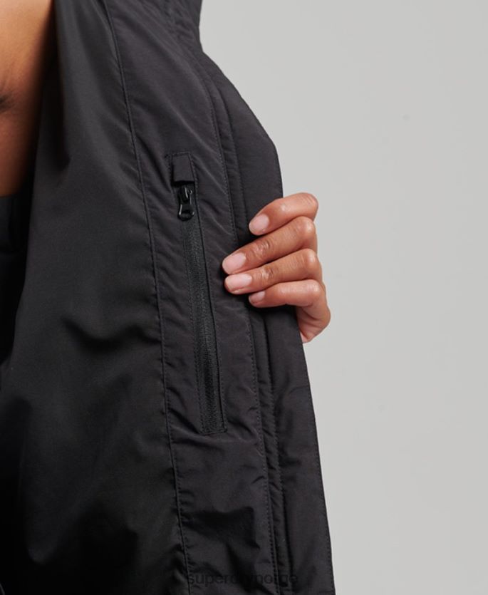 Superdry svart klær 86P46D6350 polstret jakke med langline kvinner