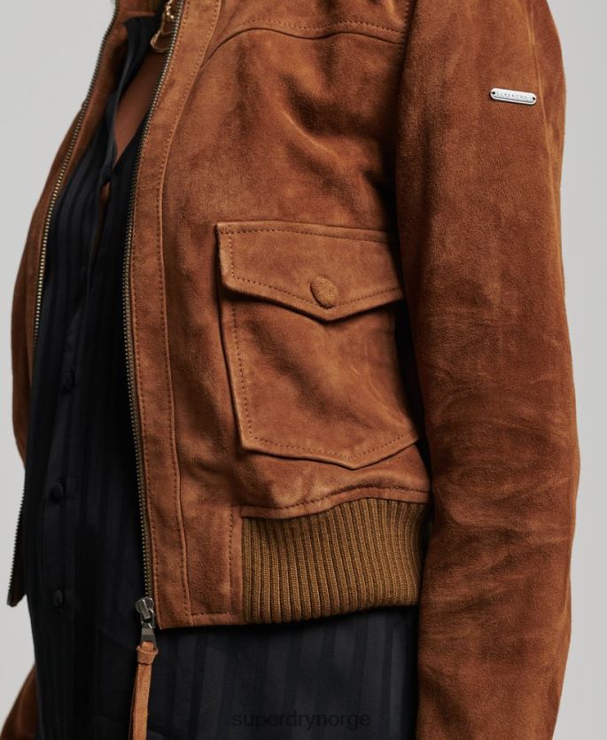 Superdry tan klær 86P46D3535 studios strikket krage semsket bomber kvinner
