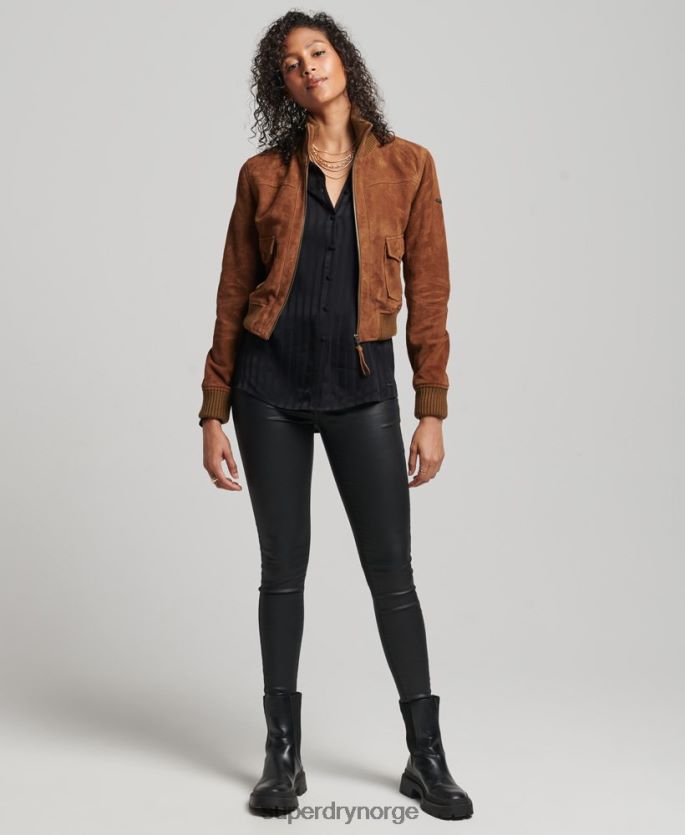 Superdry tan klær 86P46D3535 studios strikket krage semsket bomber kvinner