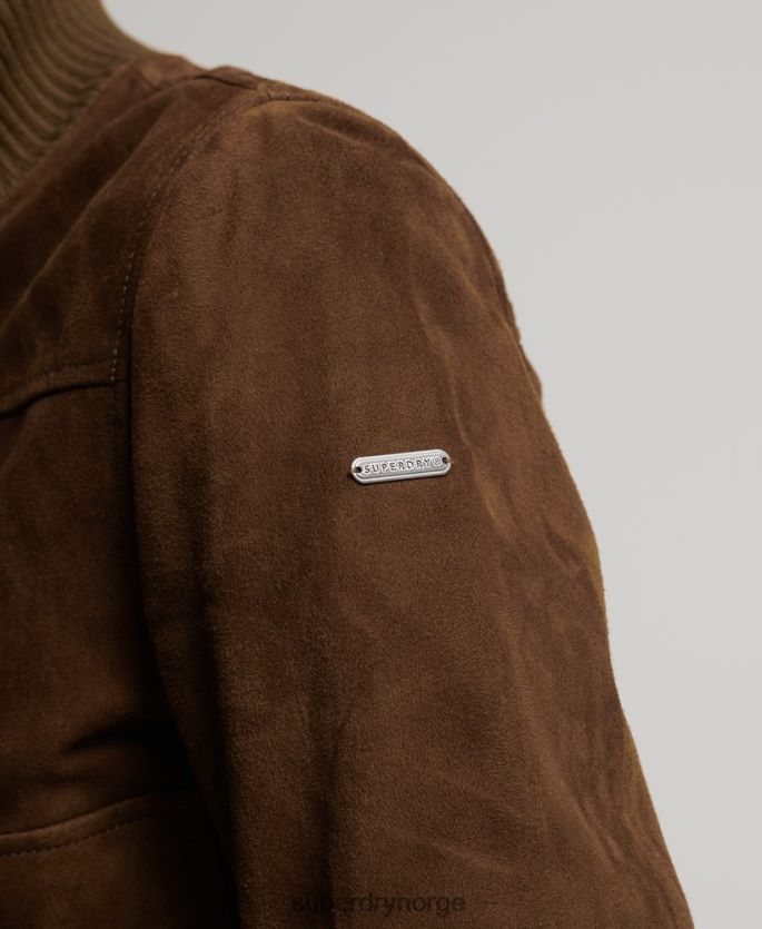 Superdry tan klær 86P46D3700 studios strikket krage semsket bomberjakke kvinner