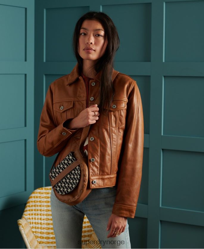 Superdry tan klær 86P46D3757 begrenset opplag tørt skinnjakke kvinner