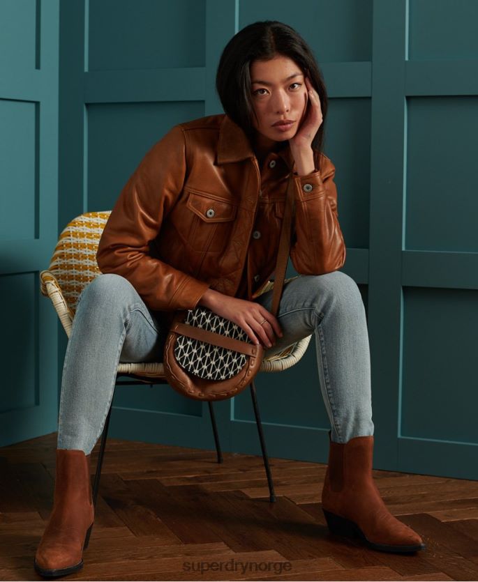 Superdry tan klær 86P46D3757 begrenset opplag tørt skinnjakke kvinner