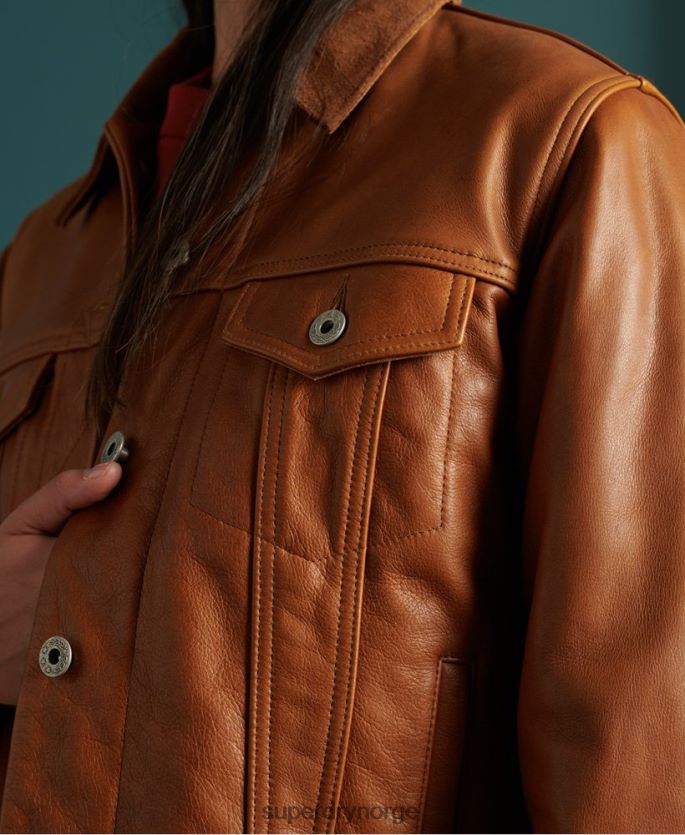 Superdry tan klær 86P46D3757 begrenset opplag tørt skinnjakke kvinner
