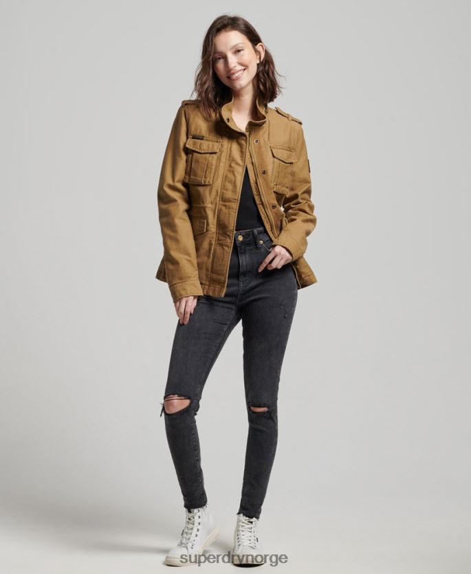 Superdry tan klær 86P46D5672 rookie borg foret militærjakke kvinner