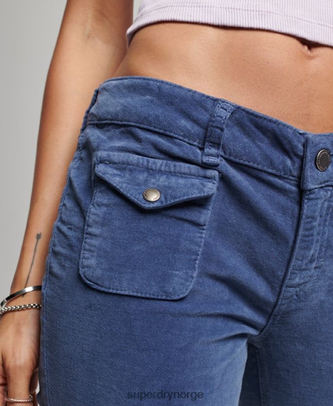 Superdry blå klær 86P46D2585 lav vekst fløyel flare jeans kvinner
