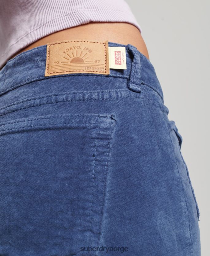 Superdry blå klær 86P46D2585 lav vekst fløyel flare jeans kvinner