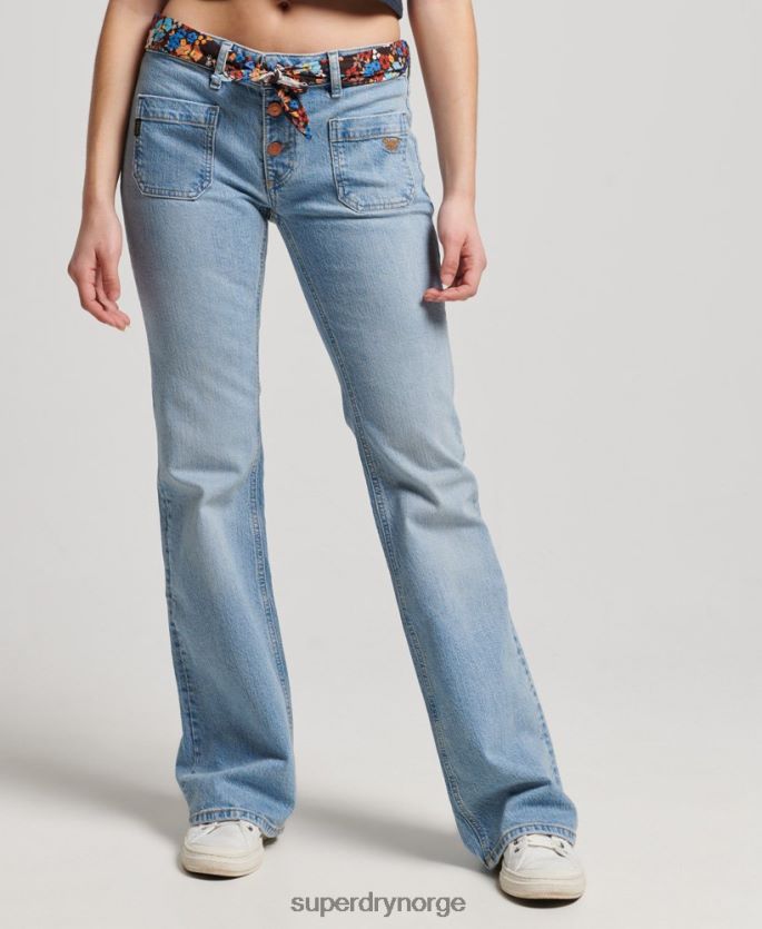 Superdry blå klær 86P46D3863 økologisk bomull vintage lavvekst slim flare jeans kvinner