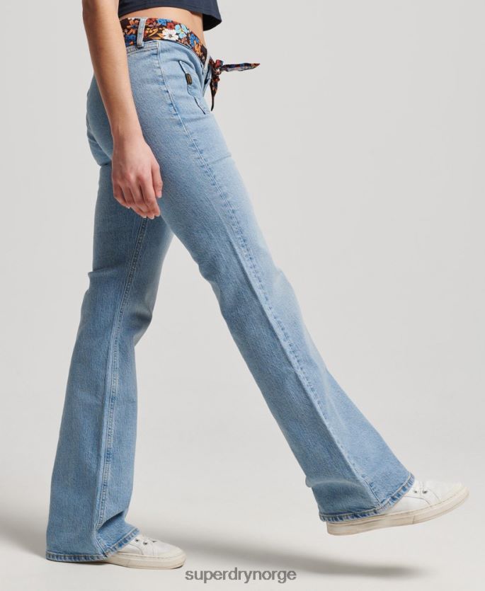 Superdry blå klær 86P46D3863 økologisk bomull vintage lavvekst slim flare jeans kvinner