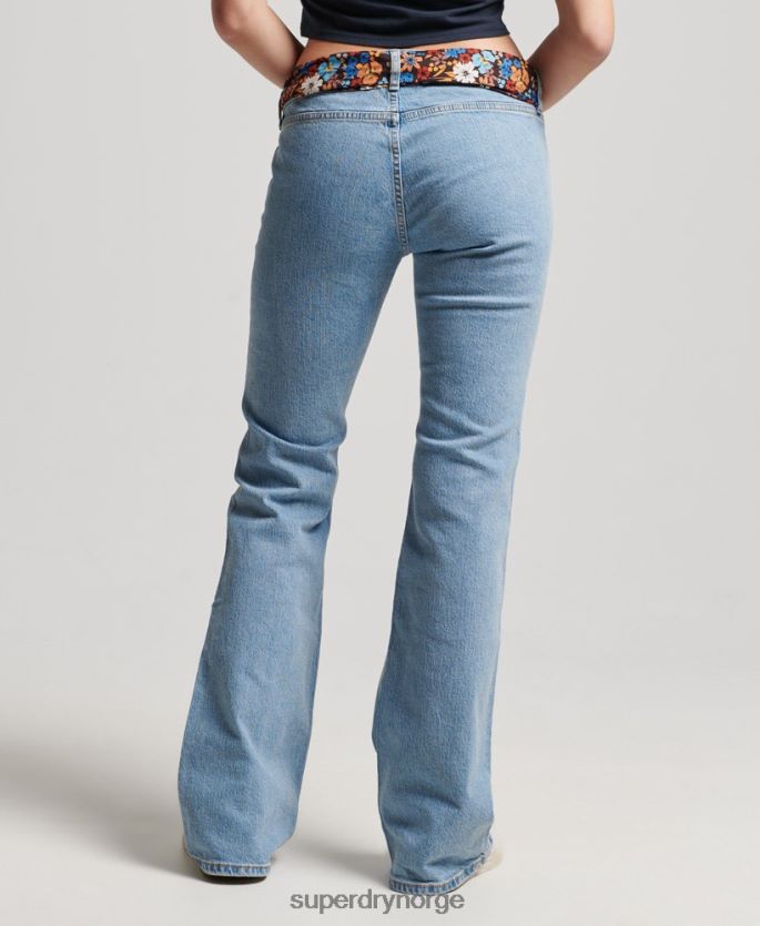 Superdry blå klær 86P46D3863 økologisk bomull vintage lavvekst slim flare jeans kvinner