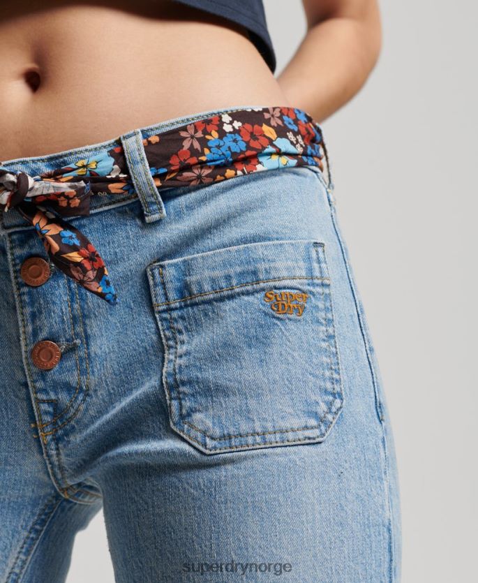 Superdry blå klær 86P46D3863 økologisk bomull vintage lavvekst slim flare jeans kvinner