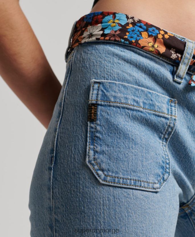 Superdry blå klær 86P46D3863 økologisk bomull vintage lavvekst slim flare jeans kvinner