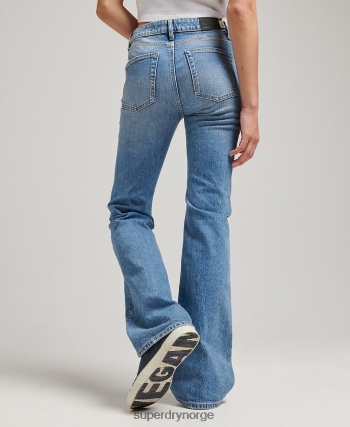 Superdry blå klær 86P46D3887 slim flare jeans i økologisk bomull med middels høyde kvinner