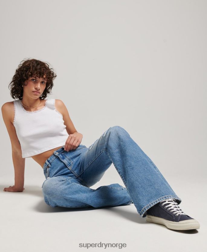 Superdry blå klær 86P46D3887 slim flare jeans i økologisk bomull med middels høyde kvinner
