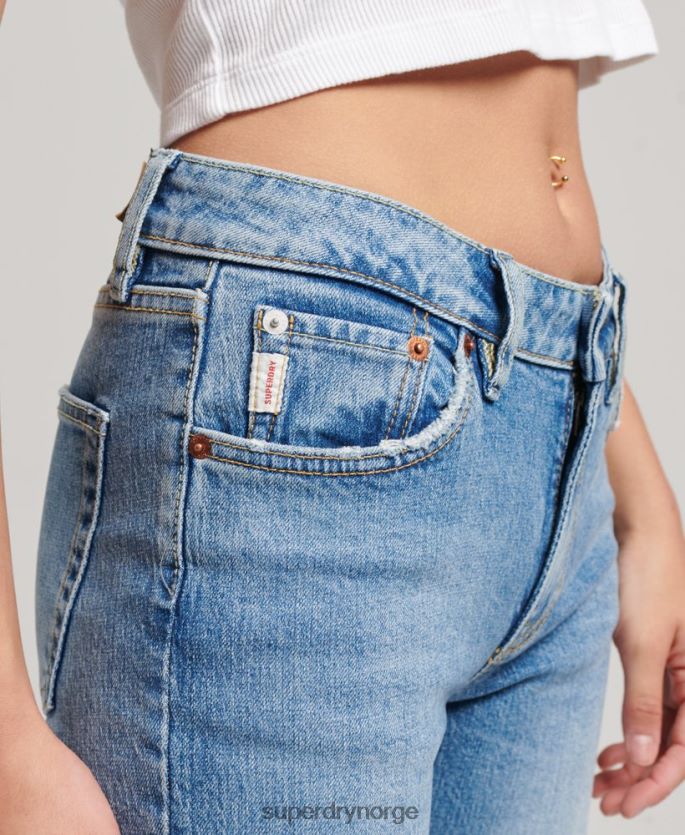Superdry blå klær 86P46D3887 slim flare jeans i økologisk bomull med middels høyde kvinner