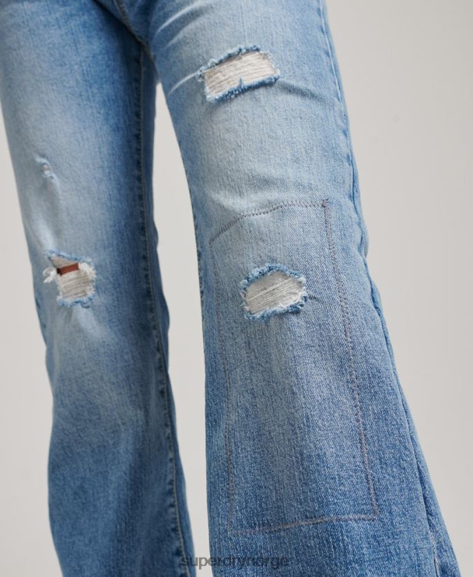 Superdry blå klær 86P46D3887 slim flare jeans i økologisk bomull med middels høyde kvinner